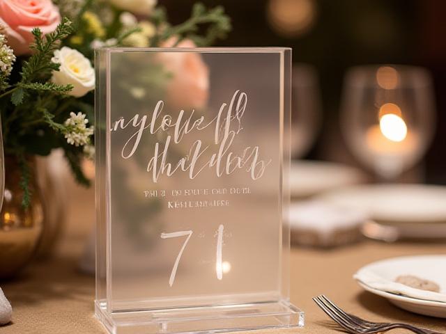 Señalización elegante para mesas de evento con caligrafía